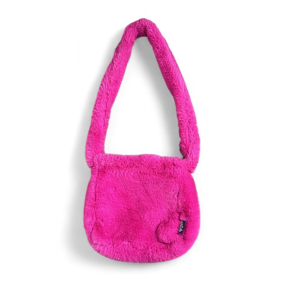 UNIF in Magenta Fuschia Hot Pink Fuzzy Teddy Bear Tote Crossbody Bag